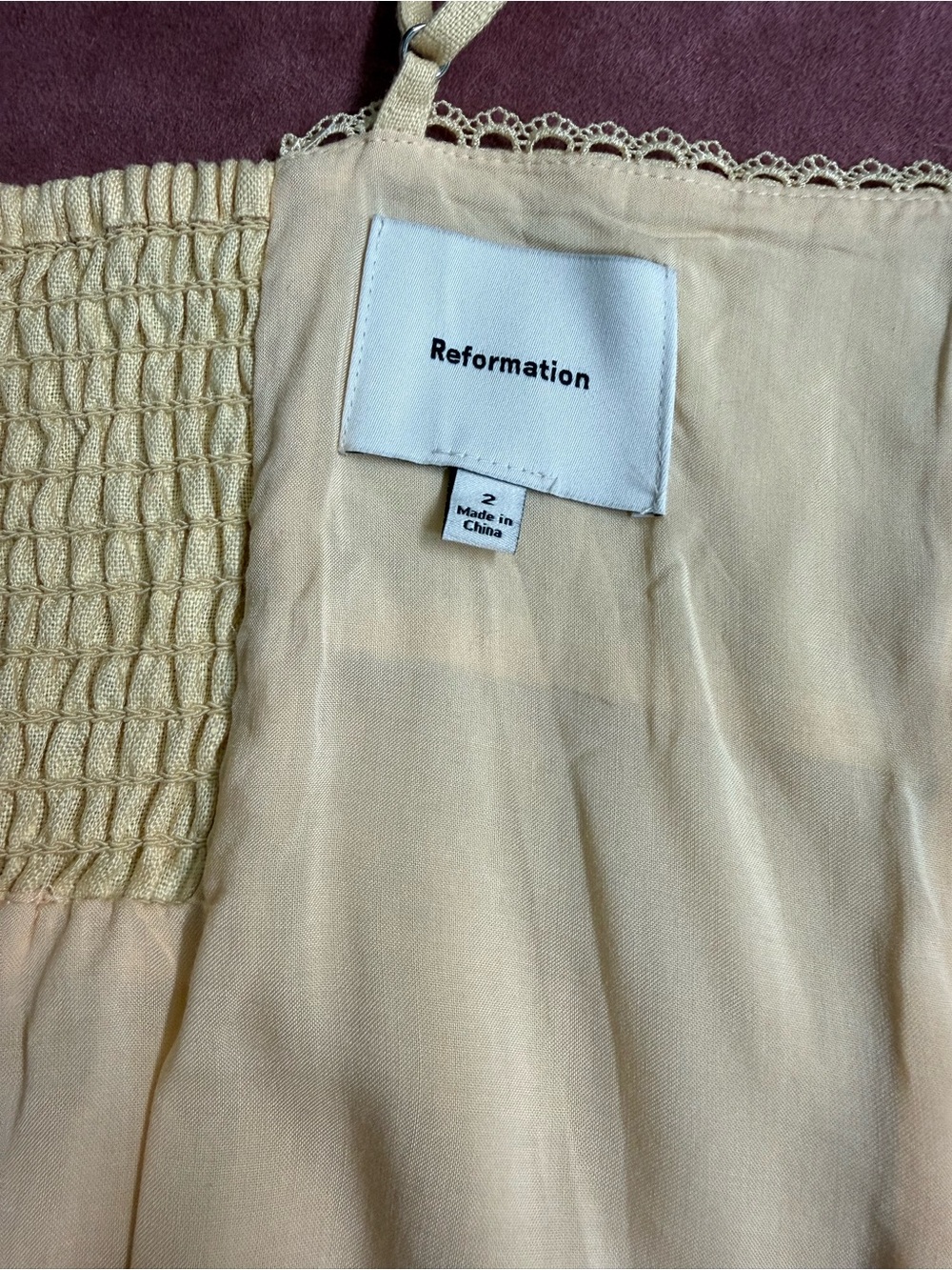 Reformation Cream Midi Slip Dress with Red Floral Embroidery - Picture 12 of 13